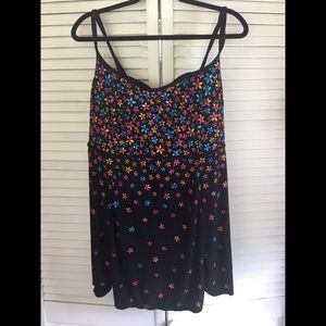 20/22 NWOT swim dress/ bathing suit black/ floral